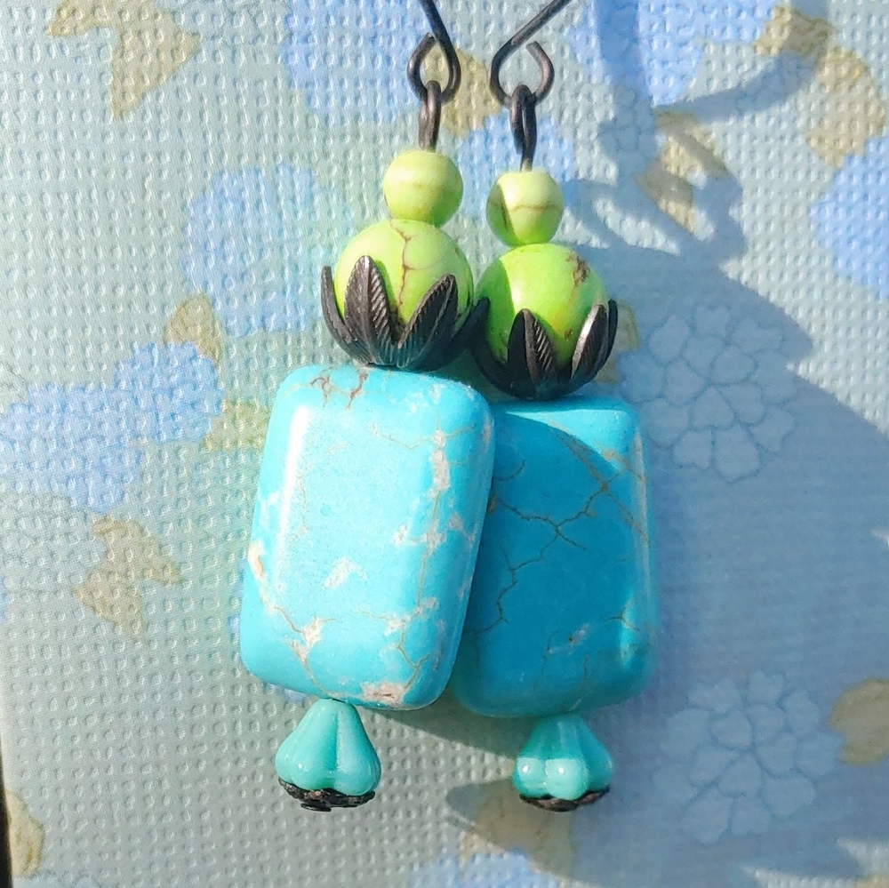 Handmade Polished Howlite Earrings